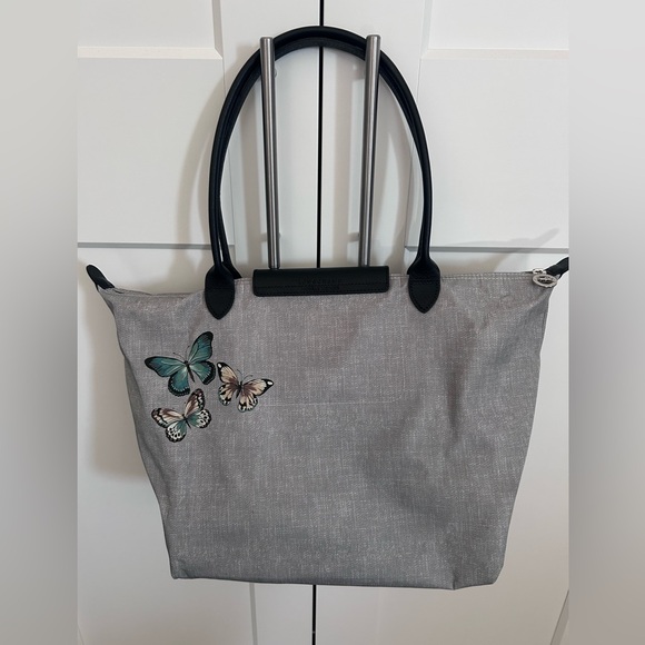 Longchamp Gray Butterfly Tote Bag - Picture 3 of 9